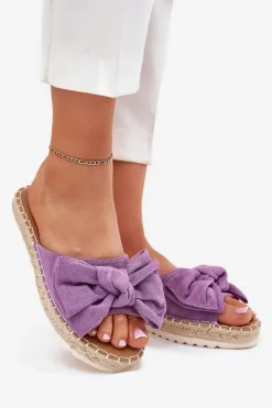 Boto Klapki Na Platformie|Klapki Damskie Klasyczne*Klapki Damskie Na Platformie Z Plecionką I Kokardką Fioletowe Alpireda Fioletowy