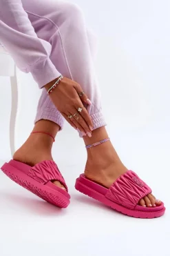 Damskie Big Star Shoes Klapki Damskie Na Platformie Big Star NN274A749 Fuksja