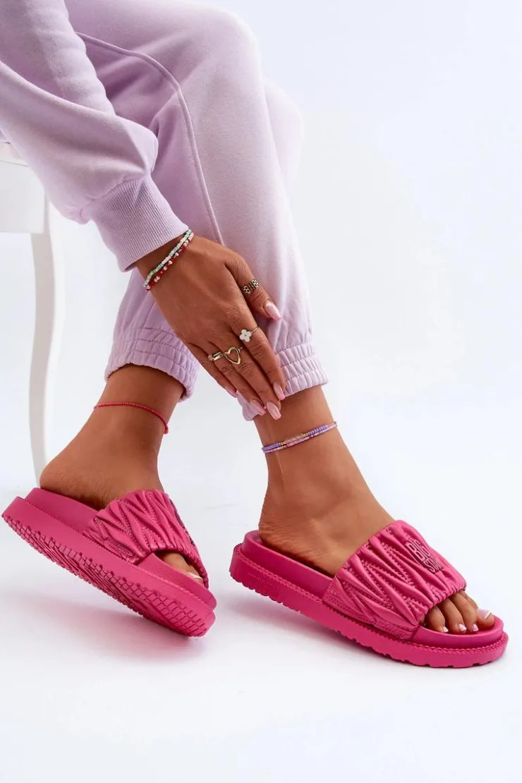 Damskie Big Star Shoes Klapki Damskie Na Platformie Big Star NN274A749 Fuksja