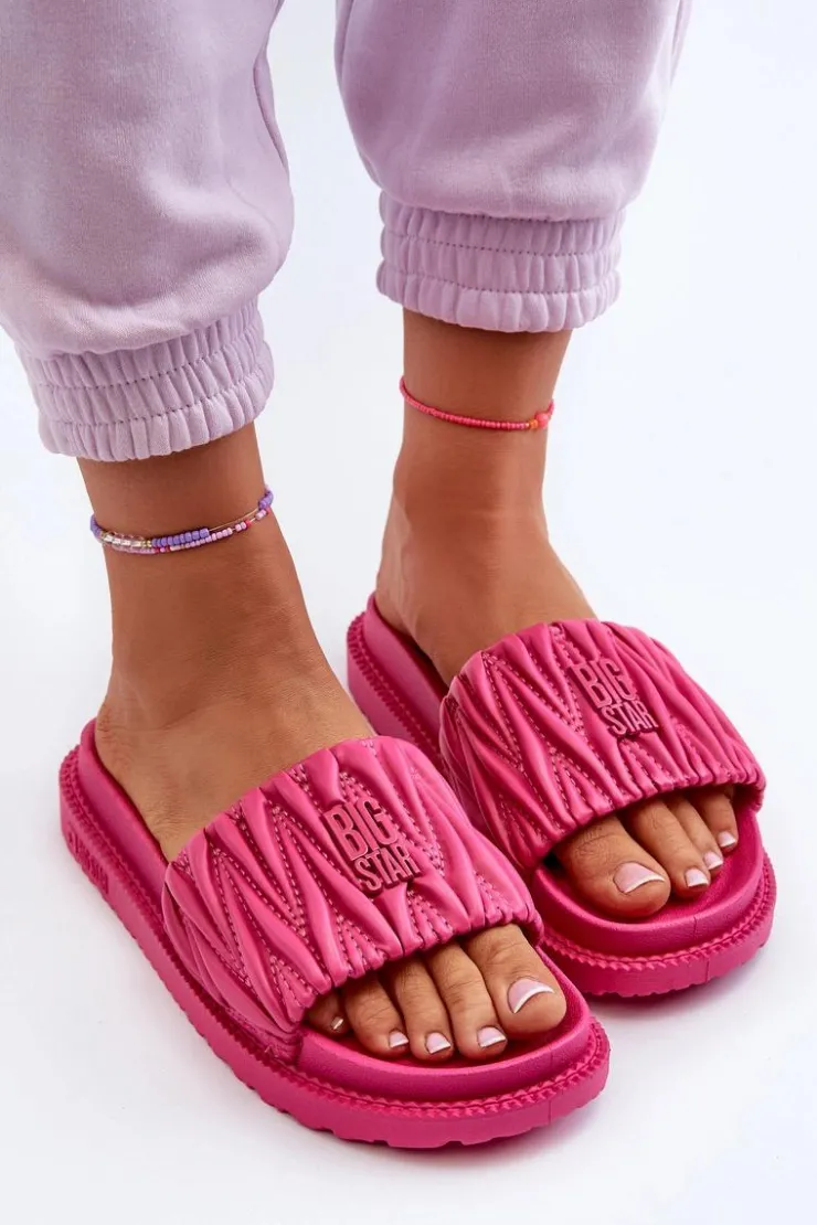 Damskie Big Star Shoes Klapki Damskie Na Platformie Big Star NN274A749 Fuksja