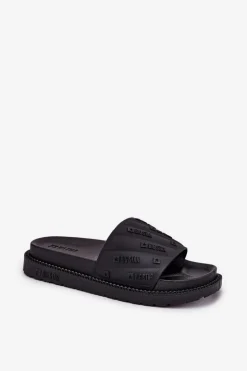 Big Star Shoes Klapki Damskie Big Star|Klapki Na Platformie*Klapki Damskie Na Platformie Big Star RR274A540 Czarne Czarny