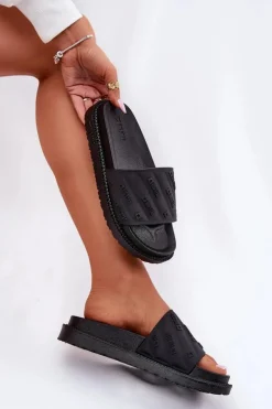 Big Star Shoes Klapki Damskie Big Star|Klapki Na Platformie*Klapki Damskie Na Platformie Big Star RR274A540 Czarne Czarny