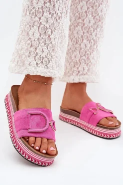 Boto Klapki Na Platformie|Klapki Damskie Klasyczne*Klapki Damskie Na Platformie Z Ozdobą Fuksja Daphira