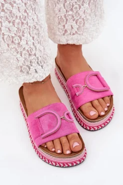 Boto Klapki Na Platformie|Klapki Damskie Klasyczne*Klapki Damskie Na Platformie Z Ozdobą Fuksja Daphira