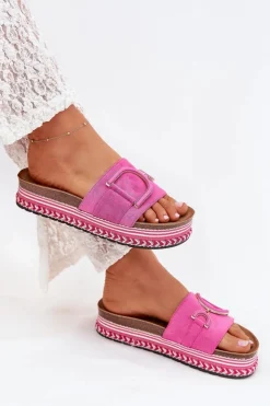 Boto Klapki Na Platformie|Klapki Damskie Klasyczne*Klapki Damskie Na Platformie Z Ozdobą Fuksja Daphira