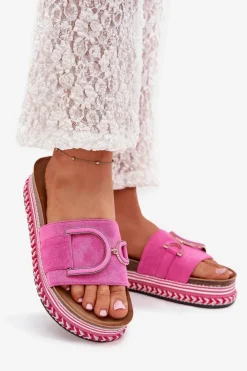 Boto Klapki Na Platformie|Klapki Damskie Klasyczne*Klapki Damskie Na Platformie Z Ozdobą Fuksja Daphira