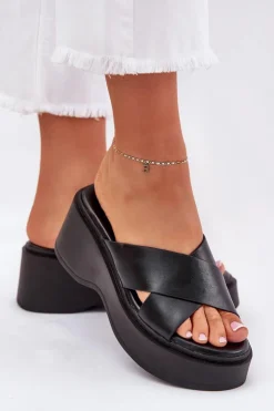 Boto Klapki Na Koturnie|Klapki Na Platformie*Klapki Damskie Na Platformie I Koturnie Czarne Nelithraea