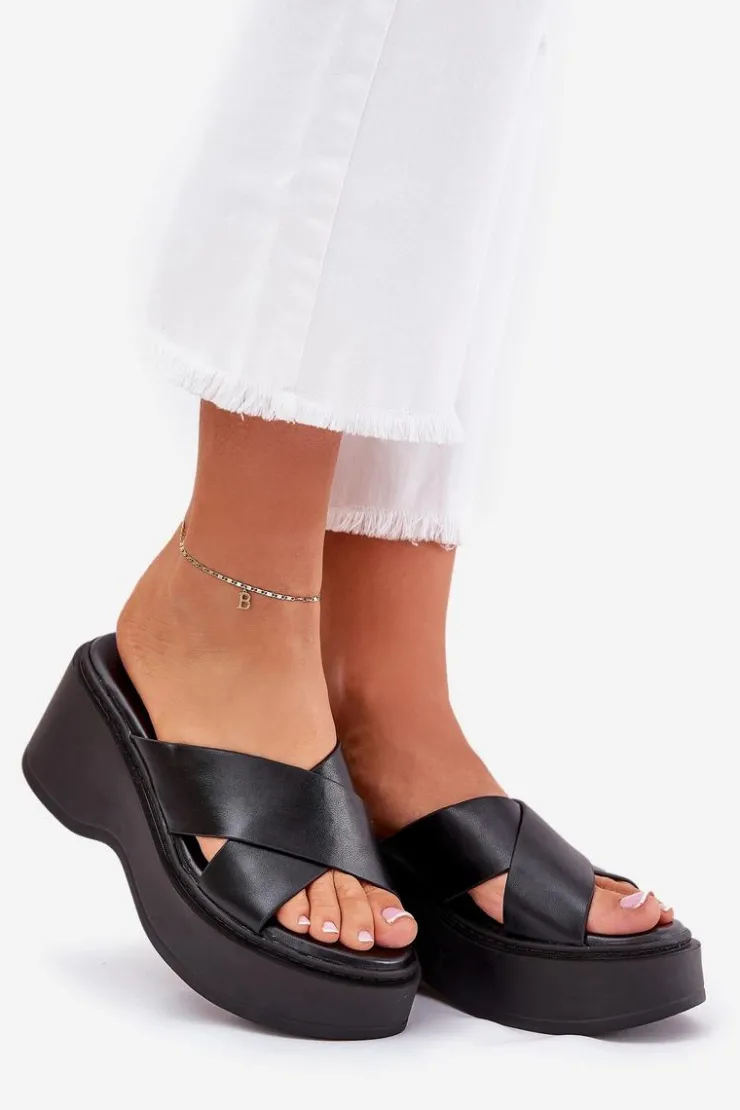 Boto Klapki Na Koturnie|Klapki Na Platformie*Klapki Damskie Na Platformie I Koturnie Czarne Nelithraea