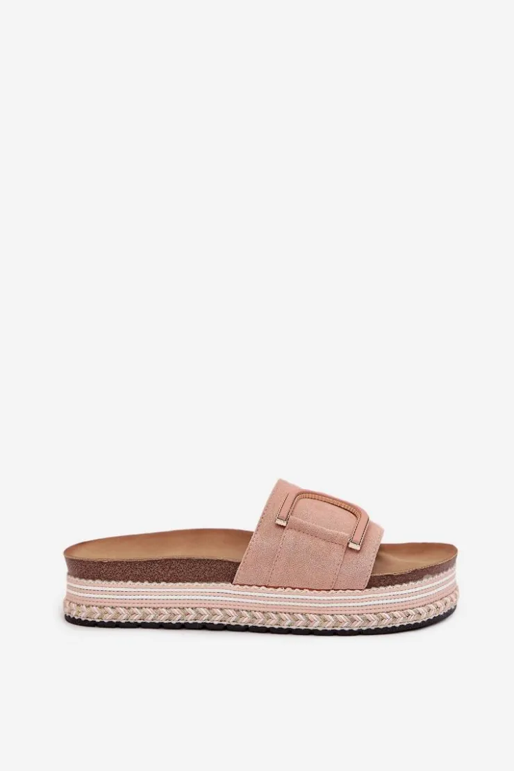 Online Boto Klapki Damskie Na Platformie Z Ozdobą Różowe Daphira