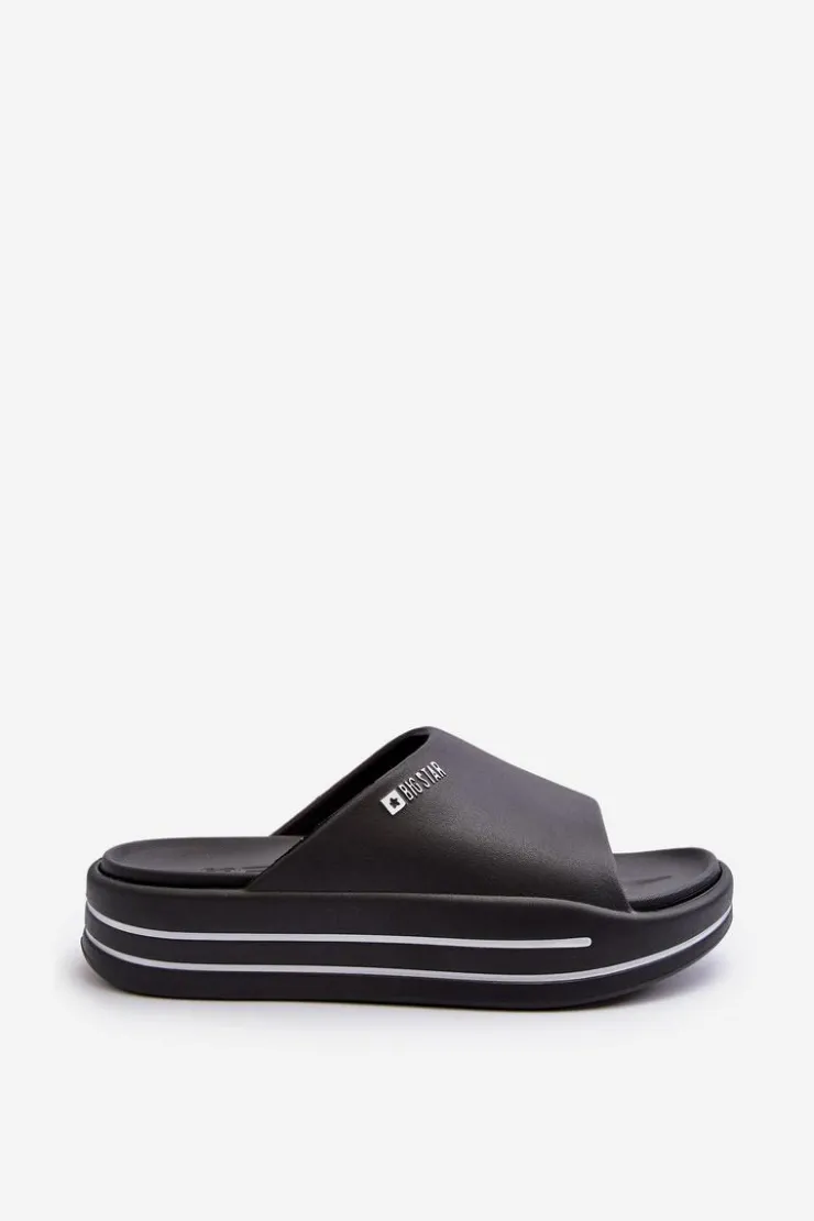Damskie Big Star Shoes Klapki Damskie Na Platformie Big Star NN274A037 Czarne