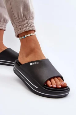 Damskie Big Star Shoes Klapki Damskie Na Platformie Big Star NN274A037 Czarne