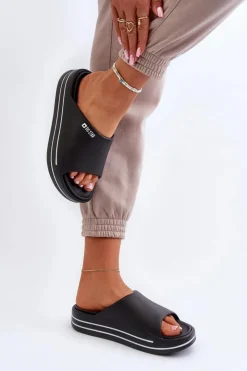 Damskie Big Star Shoes Klapki Damskie Na Platformie Big Star NN274A037 Czarne