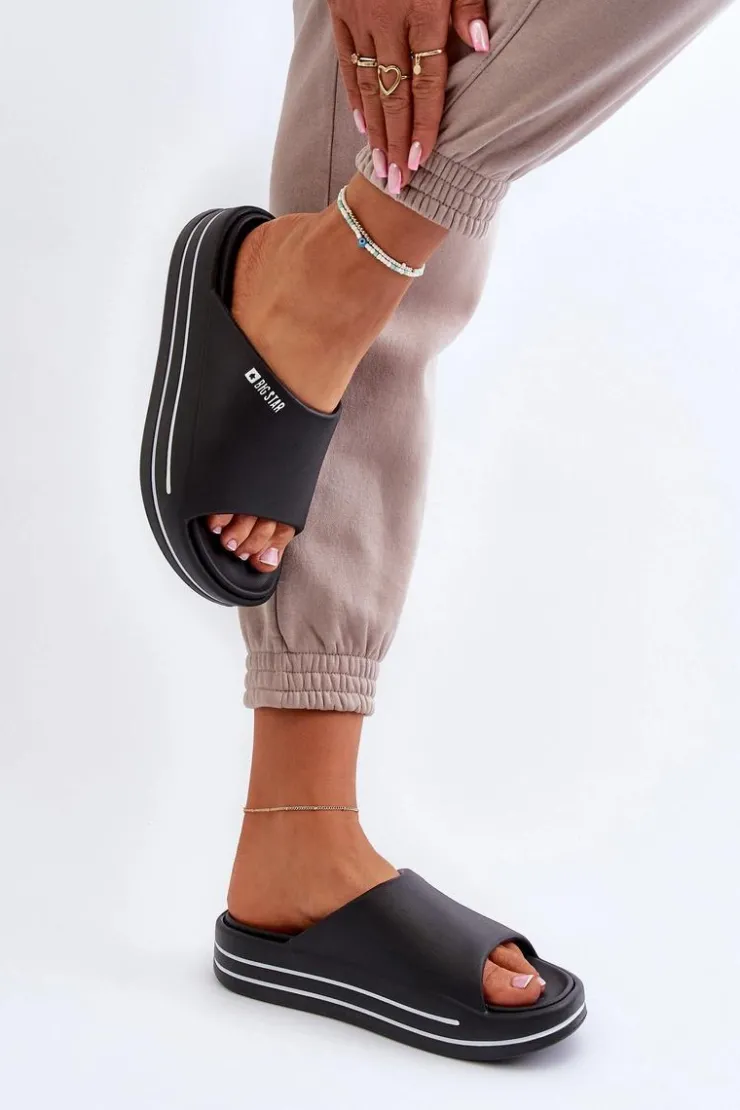 Damskie Big Star Shoes Klapki Damskie Na Platformie Big Star NN274A037 Czarne