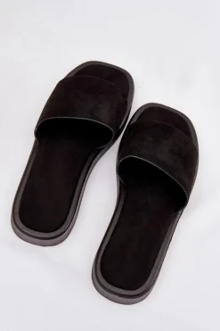 Hot Boto Klapki Damskie Na Platformie Z Eko Zamszu Czarne Jorina Czarny