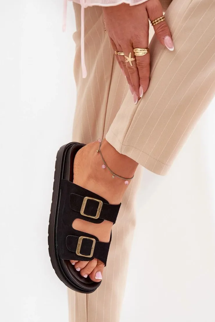 Boto Klapki Na Platformie|Klapki Damskie Klasyczne*Klapki Damskie Na Platformie Z Klamrami Czarne Simbes Czarny