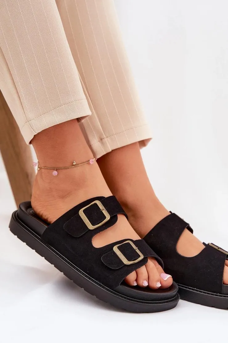 Boto Klapki Na Platformie|Klapki Damskie Klasyczne*Klapki Damskie Na Platformie Z Klamrami Czarne Simbes Czarny