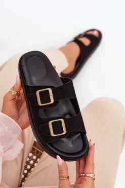 Boto Klapki Na Platformie|Klapki Damskie Klasyczne*Klapki Damskie Na Platformie Z Klamrami Czarne Simbes Czarny