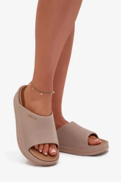 Big Star Shoes Klapki Damskie Big Star|Klapki Basenowe*Klapki Damskie Na Platformie Big Star SS274424 Ciemnobeżowe Beżowy