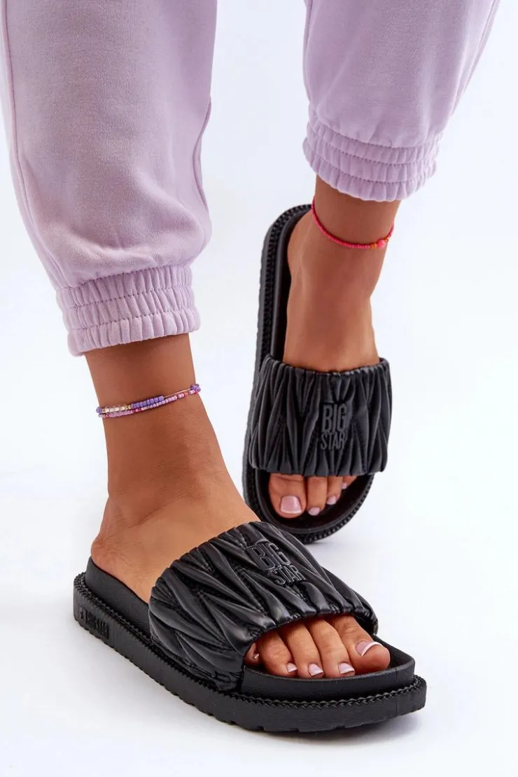 Hot Big Star Shoes Klapki Damskie Na Platformie Big Star NN274A745 Czarne