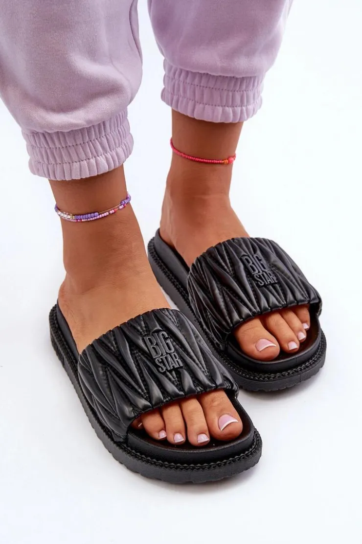 Hot Big Star Shoes Klapki Damskie Na Platformie Big Star NN274A745 Czarne