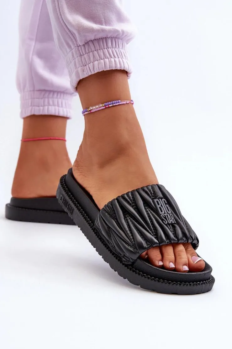 Hot Big Star Shoes Klapki Damskie Na Platformie Big Star NN274A745 Czarne