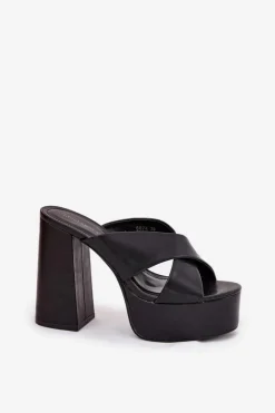 Boto Klapki Na Obcasie|Klapki Damskie Klasyczne*Klapki Damskie Na Platformie I Słupku Czarne Lenobos Czarny