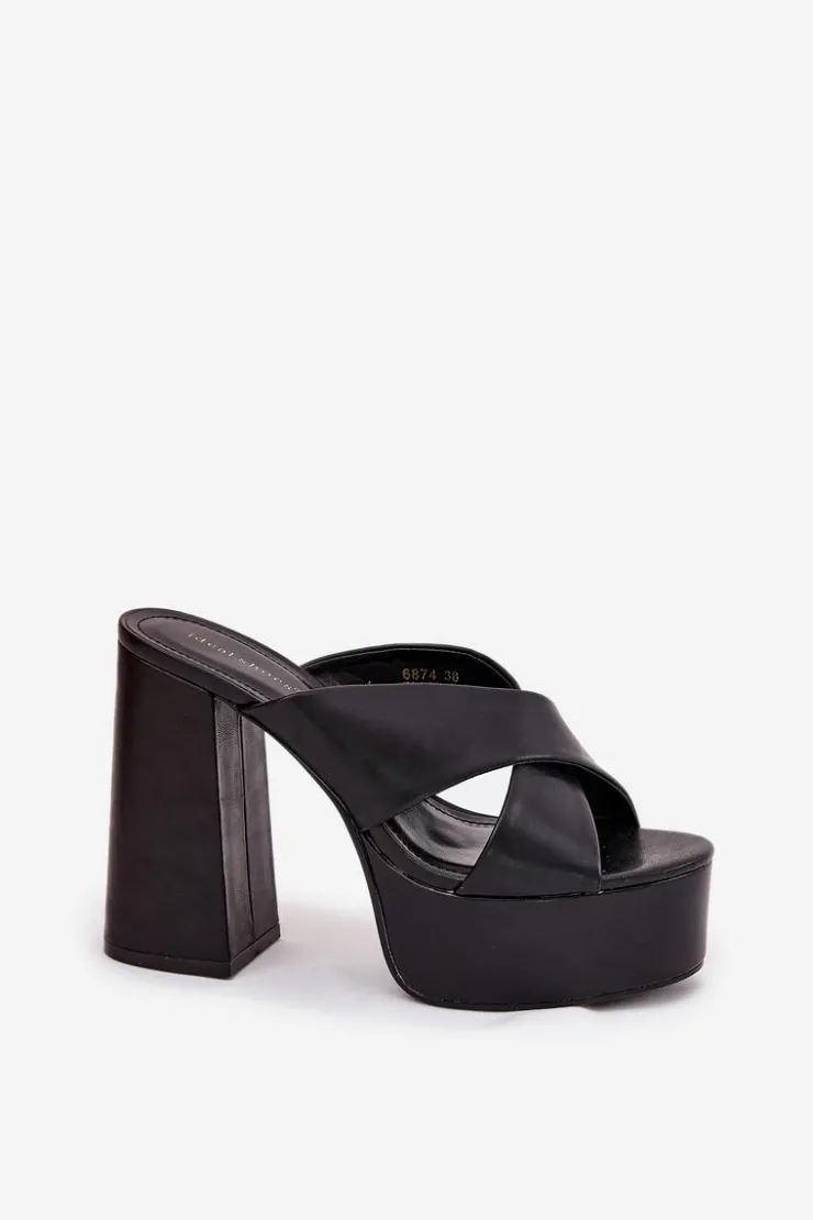 Boto Klapki Na Obcasie|Klapki Damskie Klasyczne*Klapki Damskie Na Platformie I Słupku Czarne Lenobos Czarny