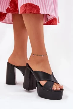 Boto Klapki Na Obcasie|Klapki Damskie Klasyczne*Klapki Damskie Na Platformie I Słupku Czarne Lenobos Czarny