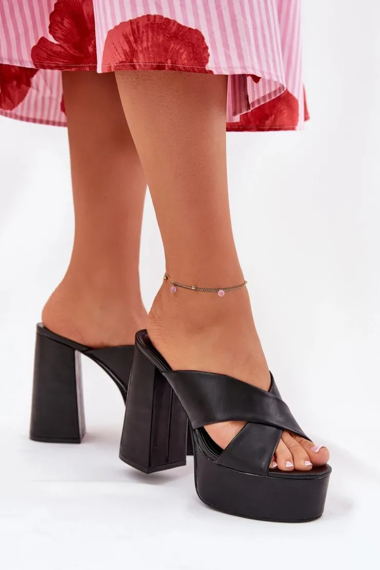 Boto Klapki Na Obcasie|Klapki Damskie Klasyczne*Klapki Damskie Na Platformie I Słupku Czarne Lenobos Czarny