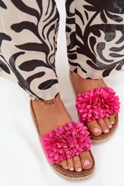 Boto Klapki Na Platformie|Klapki Damskie Klasyczne*Klapki Damskie Na Platformie Z Ozdobnymi Kwiatkami Fuksja Tessara Różowy