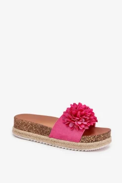 Boto Klapki Na Platformie|Klapki Damskie Klasyczne*Klapki Damskie Na Platformie Z Ozdobnymi Kwiatkami Fuksja Tessara Różowy