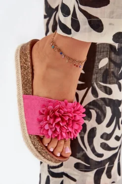 Boto Klapki Na Platformie|Klapki Damskie Klasyczne*Klapki Damskie Na Platformie Z Ozdobnymi Kwiatkami Fuksja Tessara Różowy