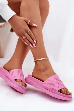 Damskie Big Star Shoes Klapki Damskie Na Platformie Big Star RR274A541 Różowe