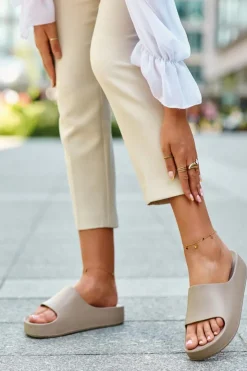 Damskie Boto Klapki Damskie Na Platformie Piankowe Brązowe Airaplea