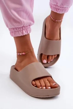 Damskie Boto Klapki Damskie Na Platformie Piankowe Brązowe Airaplea