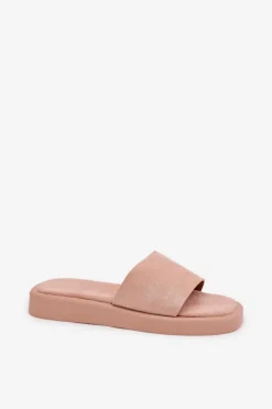 Damskie Boto Klapki Damskie Na Platformie Z Eko Zamszu Brudny Róż Jorina