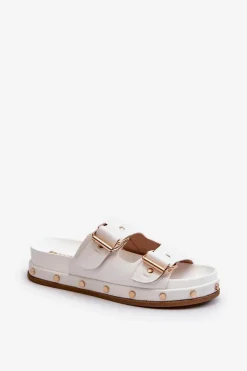 Big Star Shoes Klapki Damskie Big Star|Klapki Damskie Klasyczne*Klapki Damskie Na Platformie Big Star NN274081 Białe Biały