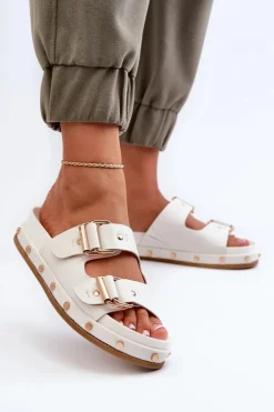 Big Star Shoes Klapki Damskie Big Star|Klapki Damskie Klasyczne*Klapki Damskie Na Platformie Big Star NN274081 Białe Biały