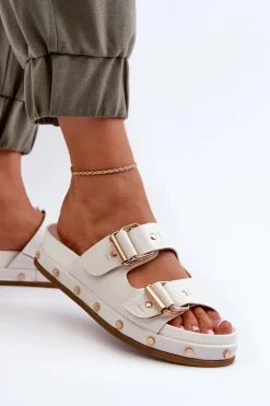 Big Star Shoes Klapki Damskie Big Star|Klapki Damskie Klasyczne*Klapki Damskie Na Platformie Big Star NN274081 Białe Biały