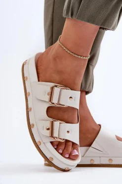 Big Star Shoes Klapki Damskie Big Star|Klapki Damskie Klasyczne*Klapki Damskie Na Platformie Big Star NN274081 Białe Biały