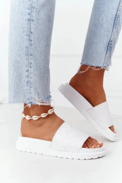 Big Star Shoes Klapki Damskie Big Star|Klapki Na Platformie*Klapki Damskie Na Platformie Big Star HH274683 Białe