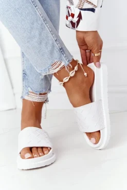 Big Star Shoes Klapki Damskie Big Star|Klapki Na Platformie*Klapki Damskie Na Platformie Big Star HH274683 Białe