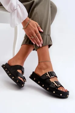 Damskie Big Star Shoes Klapki Damskie Na Platformie Big Star NN274082 Czarne