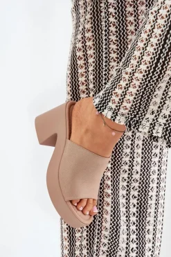 Boto Klapki Na Obcasie|Klapki Na Platformie*Klapki Damskie Na Słupku I Platformie Khaki Omeisa Beżowy