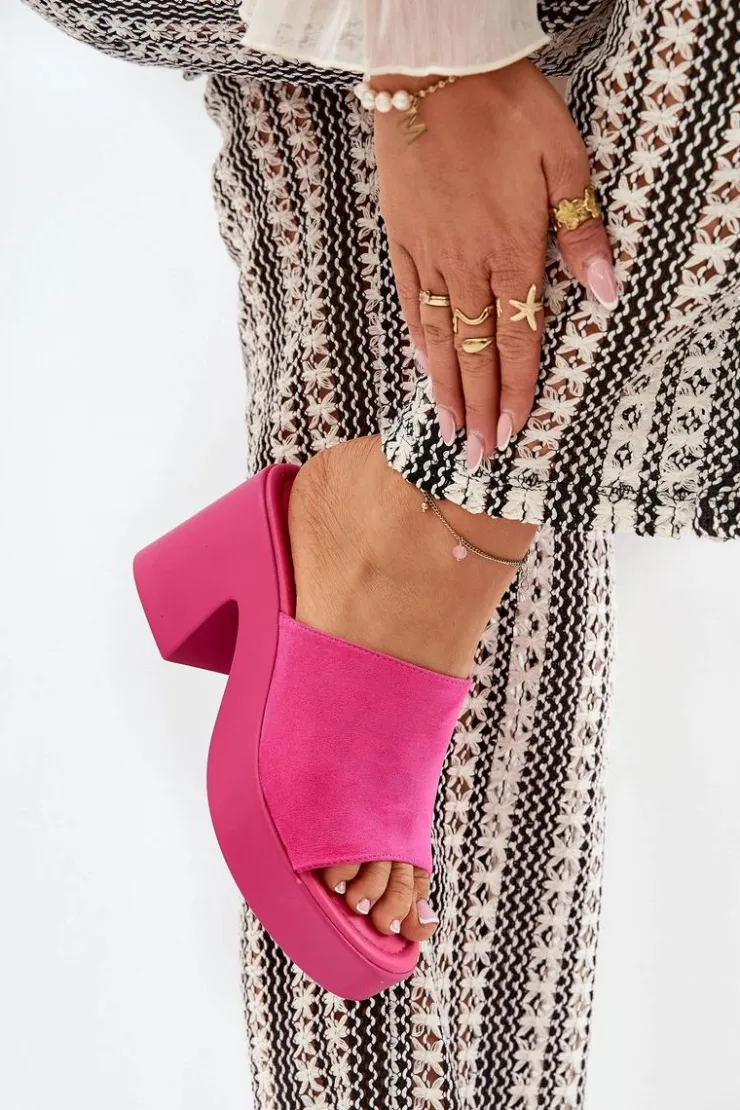 Discount Boto Klapki Damskie Na Słupku I Platformie Fuksja Omeisa