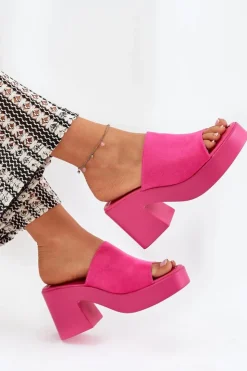 Discount Boto Klapki Damskie Na Słupku I Platformie Fuksja Omeisa