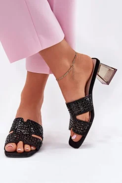 Outlet Buty damskie Vinceza Klapki Damskie Na Słupku Vinceza 62230 Czarne