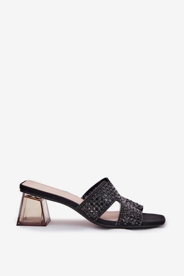 Outlet Buty damskie Vinceza Klapki Damskie Na Słupku Vinceza 62230 Czarne