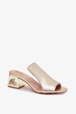 Clearance Boto Klapki Damskie Na Słupku Złote Tessira