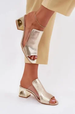 Clearance Boto Klapki Damskie Na Słupku Złote Tessira